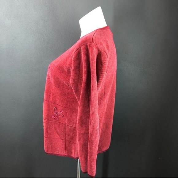 Jenny Dark Pink Embellished Floral Pullover Sweater - Picture 5 of 7